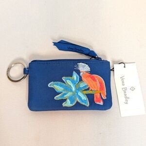 Vera Bradley NWT Rainforest Canopy Zip ID Case with Parrot Embroidery